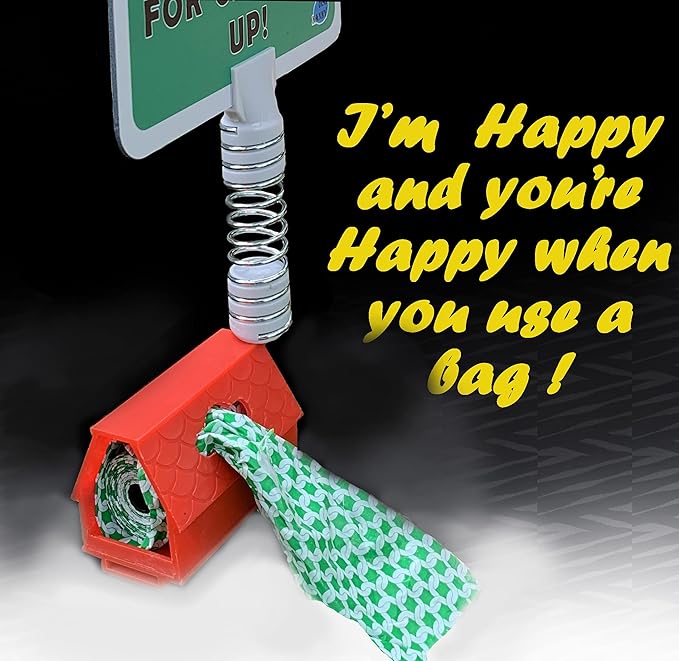 No Poop Dog Signs Poop Bag Dispenser | Stop Dogs from Pooping On Your Lawn | Sign Reads: Thanks For Cleaning Up | Protect Property | No Poo | No Pooper Scooper | (Thanks For Cleaning Up)