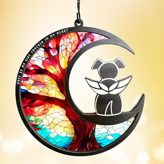 BamLue DIY Dog Angel Memorial Suncatcher, Memorial Gifts for Loss of Dog,Loss of Pet Sympathy Gift, Life Tree of Loss of Sympathy Gift