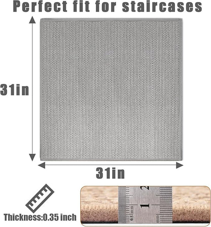 Stair Treads Matching-Mat for Wooden Steps, Non Slip Stair Landing Mat with Self-Adhesive Stair Treads for Kids Elders and Pets(1Pcs, Grey, 31" * 31")