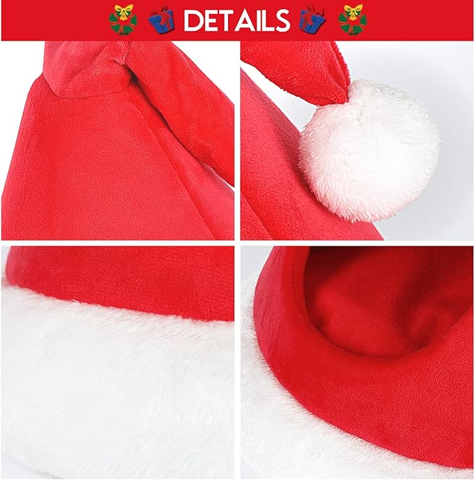 NIBESSER Cat Bed Christmas Hat Cat Tent House Self-Warming 2 in 1 Removable Comfortable Triangle Pet Teepee Xmas Dog Cave in Winter (Red)
