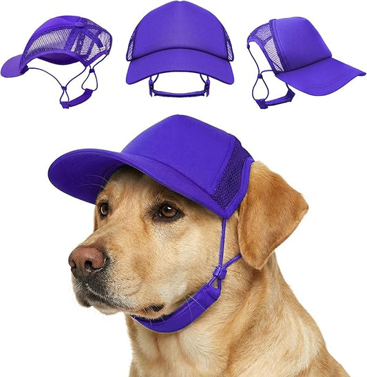 Tuff Pupper Dog Baseball Cap | UV Protection Dog Sun Hat | Breathable Lightweight Design | Secure Adjustable Chin Strap | Quick-Dry Fabric | Reinforced Brim | Small Medium Large Dogs (Purple, XL)