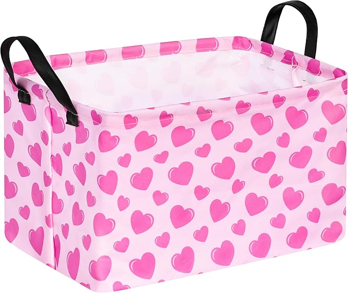 Valentine's Day Storage Basket Baby Hamper Collapsible Organizer Bin Gifts Shelf Baskets for Room Decor