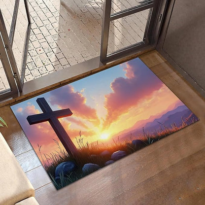 Farmhouse Welcome Mat,Easter Indoor Rugs for Entryway,Anti-Slip Low Profile Doormats Porch Mats for Front Door Stairway Rug Living Room Floor Mat 30 x 17 Inch