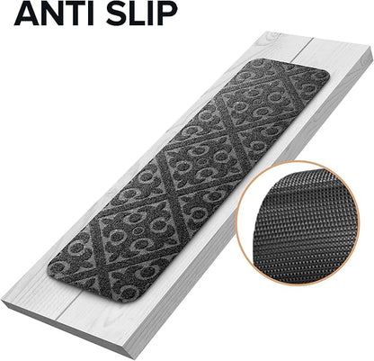 Carpet Stair Treads Set of 13 Non Slip/Skid Rubber Runner Mats or Rug Tread – Indoor Outdoor Pet Dog Stair Treads Pads – Non-Slip Stairway Carpet Rugs (Gray) 8" x 30"