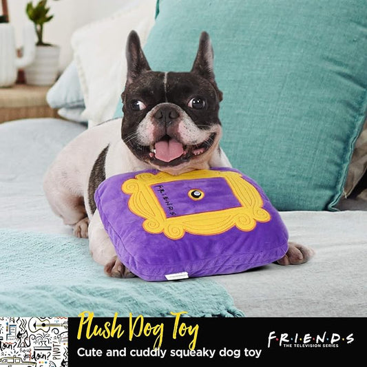 Friends the TV Show Plush Dog Toy, 8 Inch Purple Picture Frame, Pet Toy for All Breeds Sizes