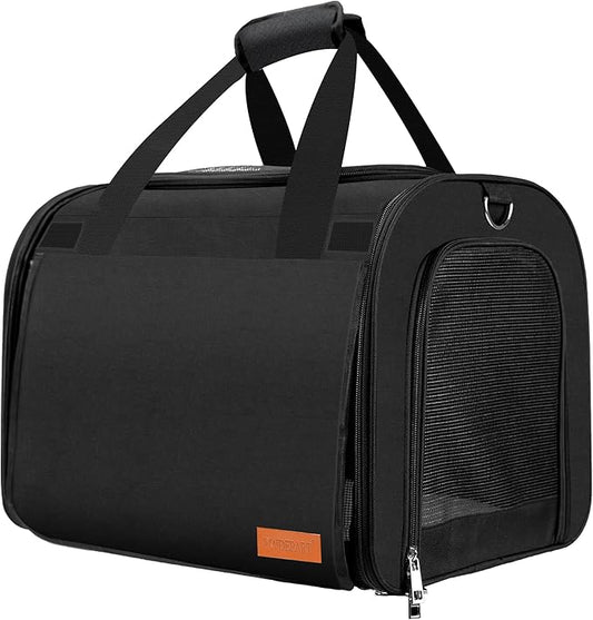 TWDEPART Cat Carrier Backpack - Multifunctional, Firm & Foldable with Roll-Up Shade, Breathable Design Includes Collapsible Bowl & Cushion (Black)