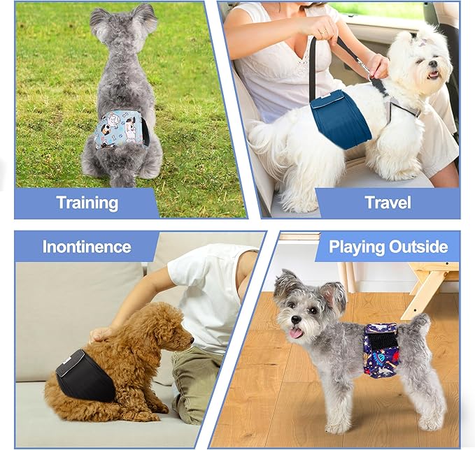 5 Pack Dog Diapers Male Reusable, Premium Belly Bands for Dogs, High Absorbing Male Dog Pee Wraps for Doggie in Incontinence or Excitable Urination and Training Black XXL