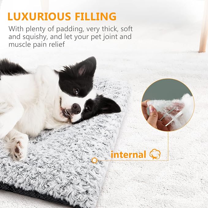 Dog Bed Kennel Pad Washable Anti-Slip Crate Mat for Small Dogs and Cats (24-inch)