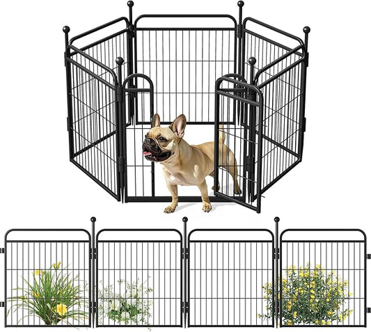 Gardner Pet Dog Playpens, 24" H 6 Panels Dog Pen Outdoor/Indoor Dog Fence Exercise Pen for Small/Medium Dogs, Pet Play Yard Gate with Gravity Automatic Lock, Pet Playpen, Black