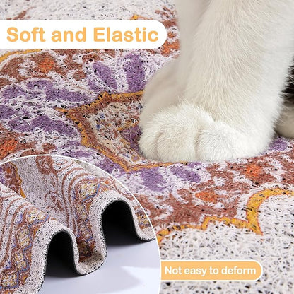 Glittme Cat Litter Mat with Non-Slip Bottom Litter Box Mat 47"X35" Litter Trapping Mat Easy to Clean Washable Cat Food Mat for Kitty,XXL