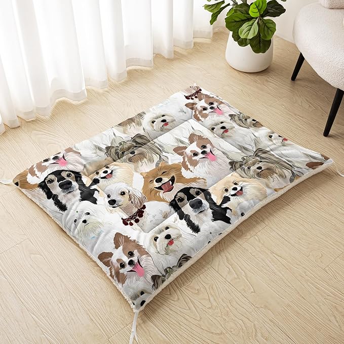 Dog Cat Bed Mat Ultra Soft Fluffy Pet Bed Washable Fashion Dog Crate Beds Comfy Comfy Pet Sleeping Pad Suitable for Pet Raised Bed(30"x26")