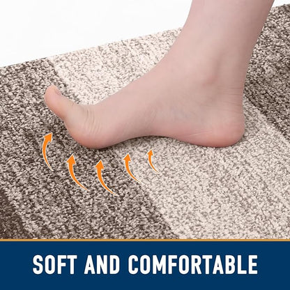 Smiry Dog Door Mat for Muddy Paws, Absorbs Moisture and Dirt, Low-Profile Entryway Mat with Non-Slip Backing, Entry Indoor Outdoor Doormat for Inside Floor (59x35 Inches, Light Brown, Striped)