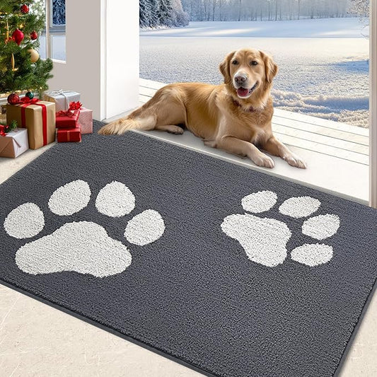 FONEYI Indoor Door Mat, 20"x32" Dog Mats for Muddy Paws, Rubber Backing Non Slip Super Absorbent Washable Entryway Rug, Low-Profile Front Back Door Mats, Inside Floor Doormats for Entryway, Dark Grey