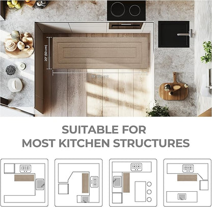 GRANNY SAYS Kitchen Mats for Floor Resist Dirt Kitchen Rugs Non Slip Washable, Large Rug Runner for Sink Laundry Thick Durable Polypropylene Comfort Standing, 59" x 19.7", Khaki