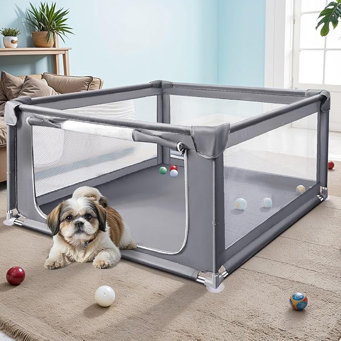48x48x26 Inch Dog Playpen for Puppies and Small Dogs, Foldable Portable Indoor Pet Fence with Gate,Dog Play Enclosure