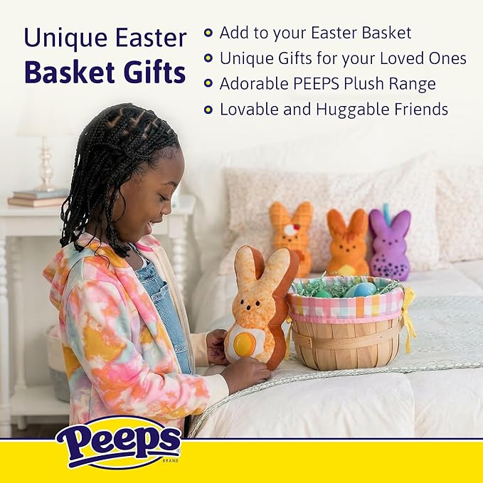 Animal Adventure | 9" Boba Brunch Shaggy Bunny Peeps Plush | Easter Basket Stuffed Animals for Kids | Marshmallow Candy | Huggable Ultra Soft Plushie Stuffers Buddy Toy | Collectable Gifts | Aged 3+