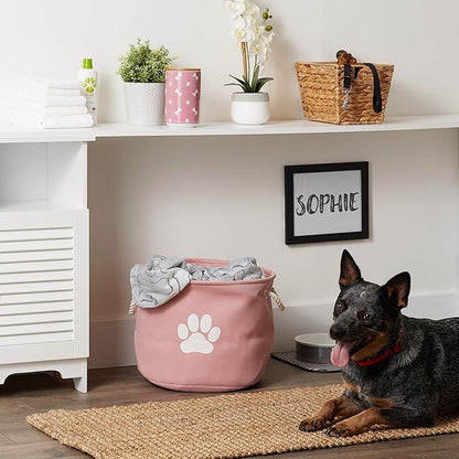 Bone Dry Pet Storage Collection Collapsible Bin, Rose, Medium Round