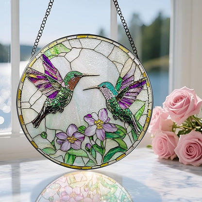 8″ Hummingbird Stained Glass Suncatcher, Stained Glass Window Hanging & Ornament, Window Decor, Holiday & Christmas Ornaments | Hummingbird Gifts, Gifts Ideas