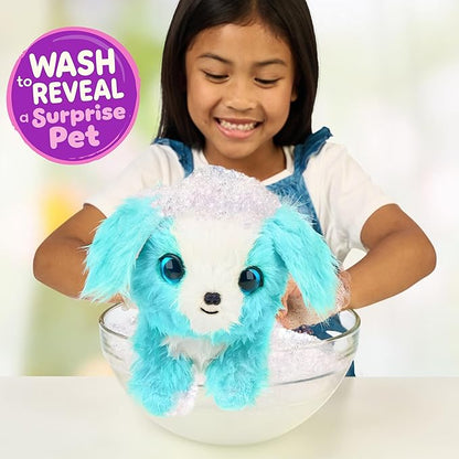 SCRUFFALUVS Blue Surprise Pet, Mystery Plush Toys, Stuffed Animals, Wash to Reveal 1 of 3 Rescue Surprise Toy Pets: Puppy, Bunny, or Kitty - Includes 8.7" Deluxe Carrier - Styles May Vary
