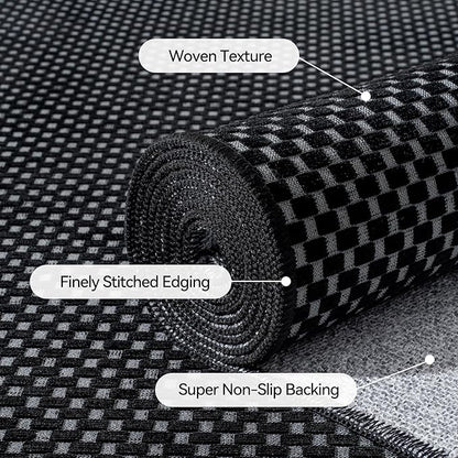 2x3 ft Indoor Door Mat Entryway Rug Non Slip Boho Woven Washable Small Area Rugs Runner, Front Entry Rug Entrance Doormat for Hall Porch Bathroom Kitchen Bedroom, Easy Clean, Black 24"x36"