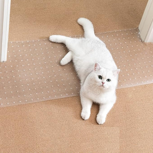 Uross Carpet Protector for Pets - Cat Carpet Protector for Doorway, Anti Scratch Under Door Cat Scratch Protector Mat, Easy to Cut Plastic Carpet Scratch Stopper Guard 3.6FT x 3PCS
