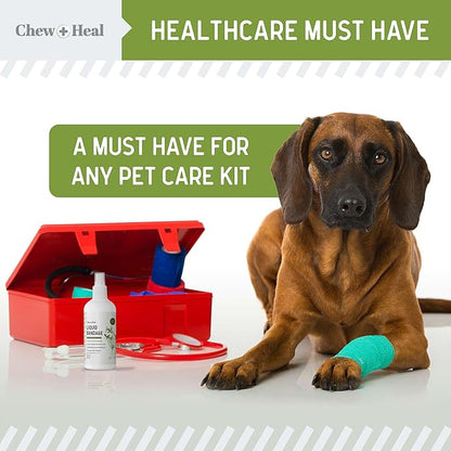 Chew + Heal Labs Pet Liquid Bandage for Dogs - 8 oz Spray with Aloe - Wound Care for Dogs Including Cuts, Scrapes, and Stitches - Breathable and Waterproof