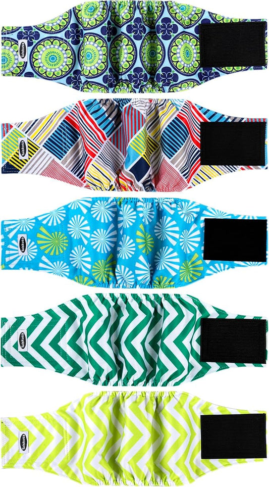 Male Dog Diapers, High Absorbing Dog Belly Bands for Male Dogs, Washable Reusable Dog Males Wraps(5 Pack)