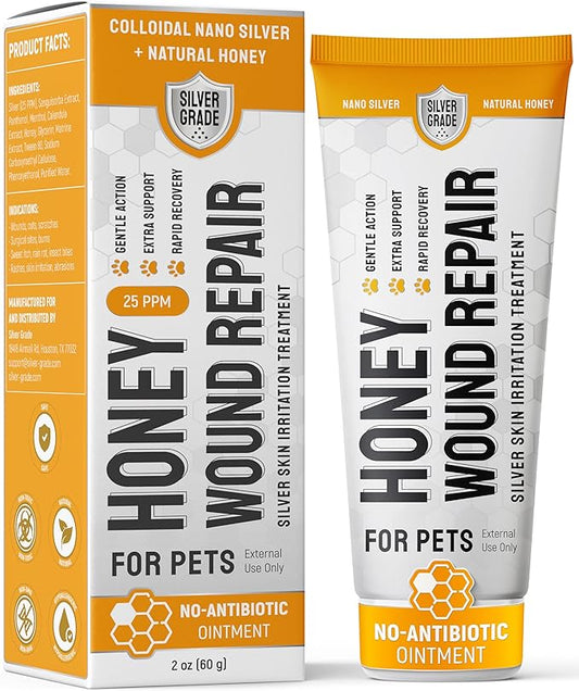 Dog Wound Care with Honey & Colloidal Silver for Scratches & Skin Irritations – Cat & Dog Hot Spot Treatment Gel Works as Honey Rapid Wound Repair for Horses – Suits All Pet Ages & Breeds – 2-Oz Tube