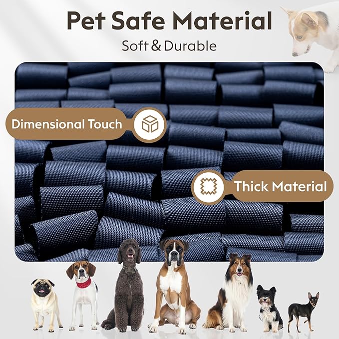 Snuffle Mat for Dogs, Dog Puzzle Mat, Interactive Dog Toys for Enrichment,Sniff Mats with Non-Slip Backing,Portable Design Easy to Store (Navy, 14" X 12"-Portable)