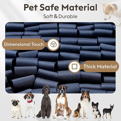Snuffle Mat for Dogs, Dog Puzzle Mat, Interactive Dog Toys for Enrichment,Sniff Mats with Non-Slip Backing,Portable Design Easy to Store (Navy, 14" X 12"-Portable)