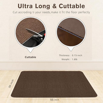Sycoodeal Office Chair Mat for Hardwood Floor,Office Computer Gaming Chair Mat for Tile Floor,Large Floor Protector Rug,Anti-Slip,Easy to Clean,Coffee(55"x36")