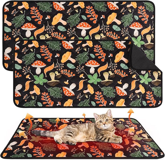 Homimp 2 Pcs Guinea Pig Pee Pads,Self Heating Guinea Pig Bed Pads for Winter Keep Warm,Washable&Anti Slip Small Animal Beds for Indoor Rabbit Hamster Squirrel Hedgehog Chinchilla Ferret,Black 24"x47"