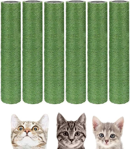 BNOSDM 6 Pack M8 15”x2.75” Cat Tree Scratching Post Replacement Parts for Indoor Cats Tower Rope Scratch Poles Refill Sisal Pole Part for Refurbishment Accessories Spare Green