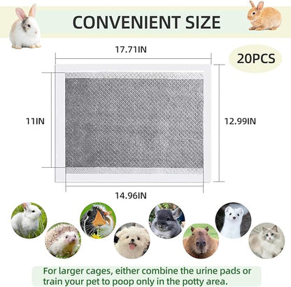 kathson Rabbit Pee Pads,Disposable Bunny Diapers Cage Liners,Super Absorbent Pet Toilet Training Pads for Guinea Pig,Hedgehogs,Hamsters,Chinchillas,Cats and Small Animals