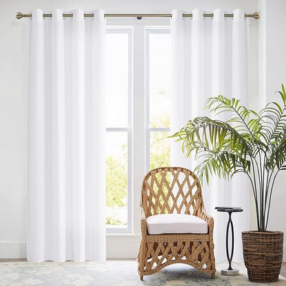 NICETOWN Non-See-Through White Sheer Curtains for Living Room/Bedroom 84 inches Long 2 Panels, 52" Wide Grommet Semi Sheer Window Curtains Drapes, Pure White