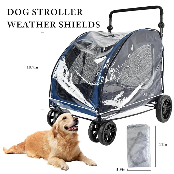 Large Dog Stroller Rain Cover, EVA Transparent Waterproof Windproof Snowproof Cover, Dog/Pet/Cat Stroller Rain Cover for Outdoor, Pet Supplies
