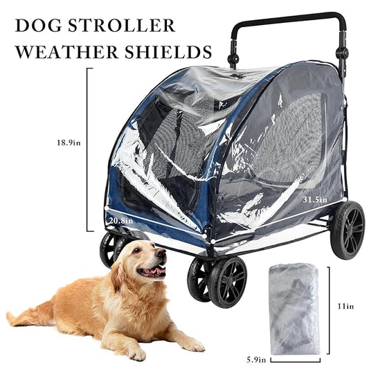 Large Dog Stroller Rain Cover, EVA Transparent Waterproof Windproof Snowproof Cover, Dog/Pet/Cat Stroller Rain Cover for Outdoor, Pet Supplies