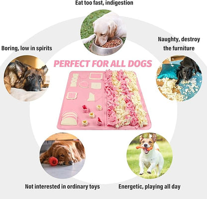 Snuffle Mat for Small Large Dogs (39.4" x 39.4") - Nosework Feeding, Easy to Fill, Machine Washable Training Mat, Pet Activity/Toy/Play, Great for Stress Release - L & Pink