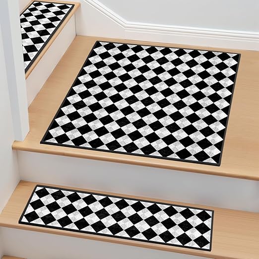Non-Slip Carpet Stair Treads 1PCS, 30"x30" Peel and Stick Stair Runner for Wooden Steps Indoor, Washable Reusable Adhesive Backing, Pet-Friendly Safety Mats for Kids, Elders, Dogs
