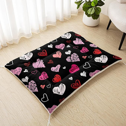 Dog Cat Bed Mat Ultra Soft Fluffy Pet Bed Washable Fashion Dog Crate Beds Comfy Comfy Pet Sleeping Pad Suitable for Pet Raised Bed(30"x26",Heart)