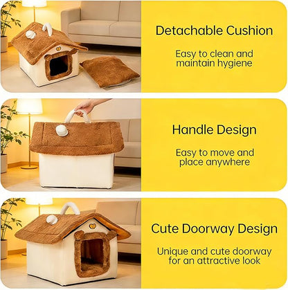 Indoor Cat House, Dog Tent for Indoor, Covered Dog Bed Pet House with Non-Slip Bottom, Indoor Cozy Cave for Kitten, Puppy & Small Pets
