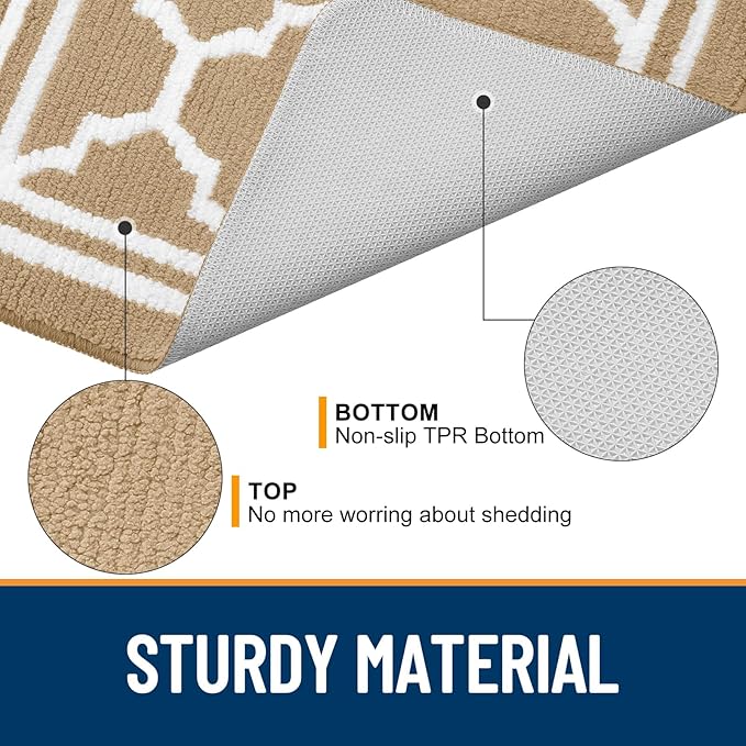 Buganda Indoor Door Mat, Dirt-Resistant and Absorbent Doormat, Anti-Slip, Low Profile Floor Mats for Inside Entryway, Front, and Back Door Entrance (36x24 Inches, Beige)