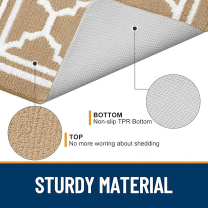 Buganda Large Indoor Door Mat, Dirt-Resistant and Absorbent Doormat, Anti-Slip, Low Profile Floor Mats for Inside Entryway, Front, and Back Door Entrance (59x35 Inches, Beige)
