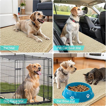 OLANLY Dog Door Mat for Muddy Paws 47x20, Absorbs Moisture and Dirt, Absorbent Non-Slip Washable Doormat, Quick Dry Chenille Mud Mat for Dogs, Entry Indoor Entryway Carpet for Inside Floor, Sand