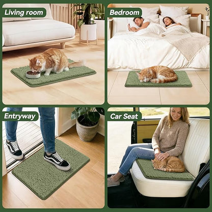 Bcoimo Super Absorbent Cat Door Mat, 24"*17" Anti Slip Mat for Muddy Paws, Pet Rugs for Dirty Paws Washable That Absorbs Moisture and Dirt, for Cat Cage and Pet Resting Carpet