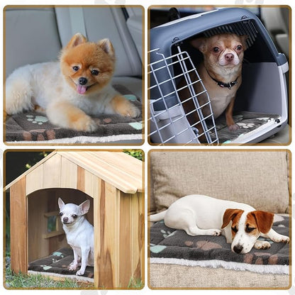 Tuanse 4 Pack Ultra Soft Dog Cat Bed Mat Small Animal Guinea Pig Bed with Cute Print Reversible Fleece Dog Crate Kennel Pad Cozy Washable Thickened Hamster Pet Beds Mat(21 x 14 Inches,Black)