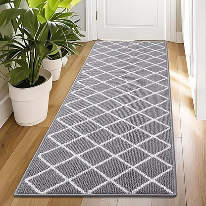 Finchitty Indoor Door Mat, Dirt Resistant and Absorbent, Low-Profile, Non-Slip, Washable Inside Floor Mats for Front Door, Back, and Entrance, 47" x 23", Grey