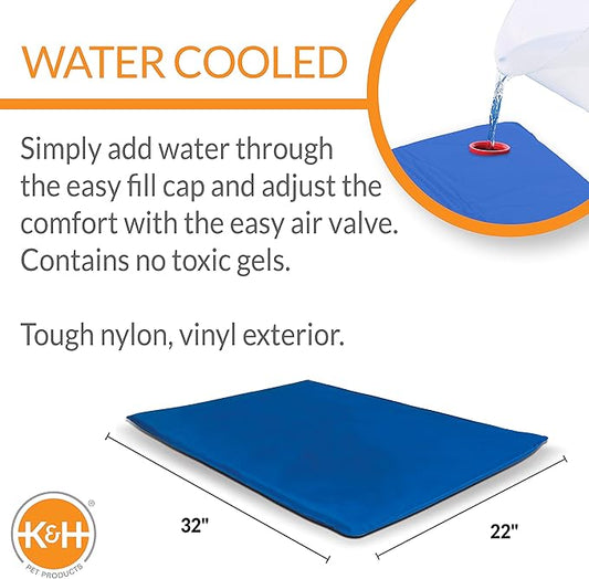 K&H Pet Products Cool Bed III Dog Cooling Mat, Indoor Outdoor Cooling Beds for Medium Dogs, Chilling Pet Pad for in Home, Outdoor Houses, Crates, Yards, Porches - Medium 32 X 22in Chill Blue