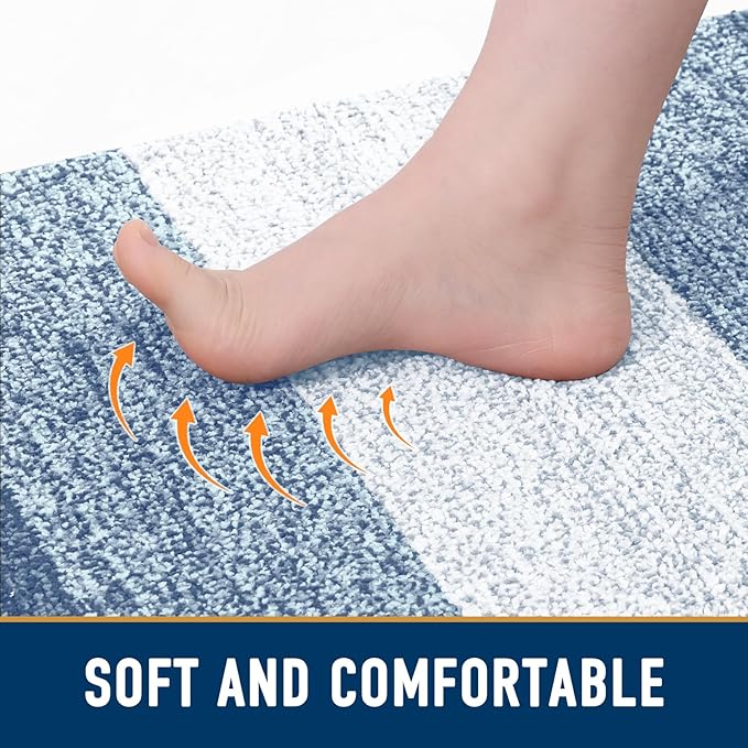 Smiry Dog Door Mat for Muddy Paws, Absorbs Moisture and Dirt, Low-Profile Entryway Mat with Non-Slip Backing, Entry Indoor Outdoor Doormat for Inside Floor (48x30 Inches, Light Blue, Striped)