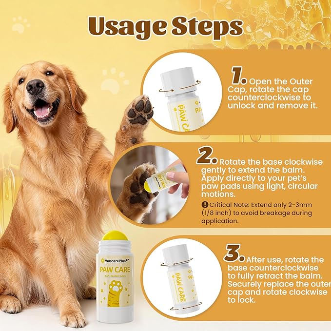 Dog Paw Balm Stick for Dry Cracked Paws, Natural Paw Moisturizer with Shea Butter & Avocado Oil, Soothing Dog Paw Care for Hot Pavement & Cold Weather, Lick-Safe (15g/0.5oz)